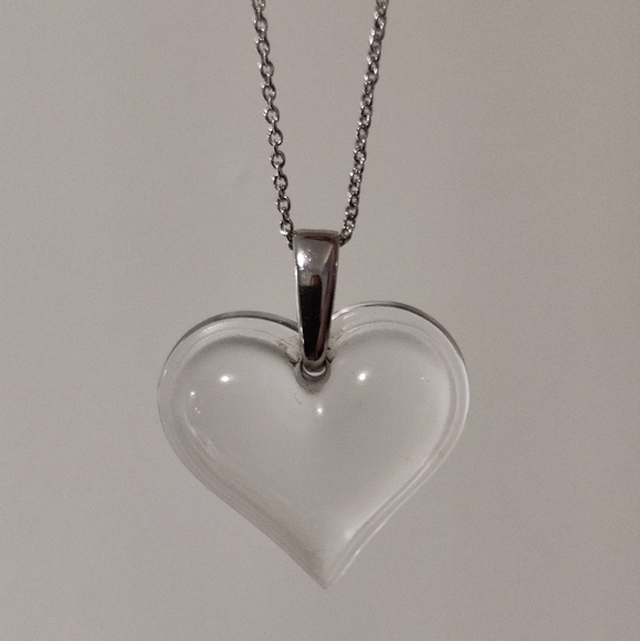 Stunning Clear Crystal Lalique Heart Necklace - Picture 10 of 16